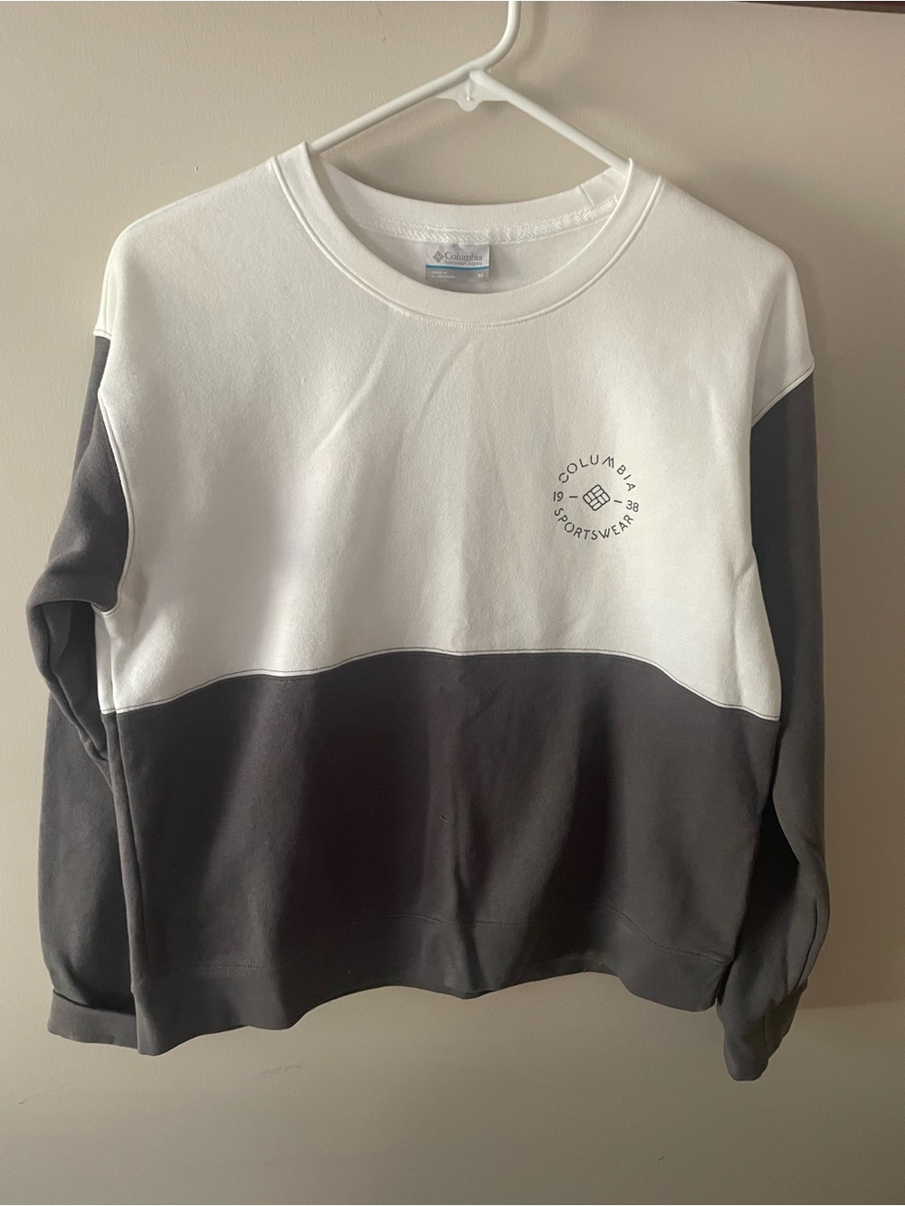 Columbia Two-Tone Crewneck Sweatshirt - White & Charcoal
